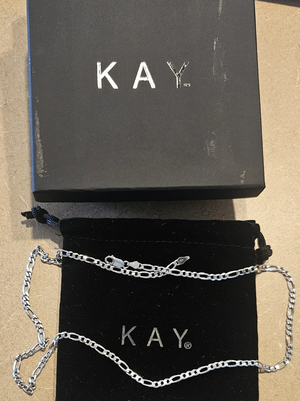 Kay Men's Silver Figaro Chain Necklace - Shiny Silver - New Unwanted Gift